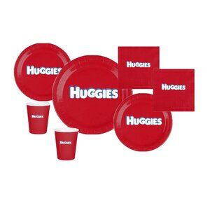 Mom's and Dad's To Be Diaper Party Custom Diaper Party Plates Set, 60pc